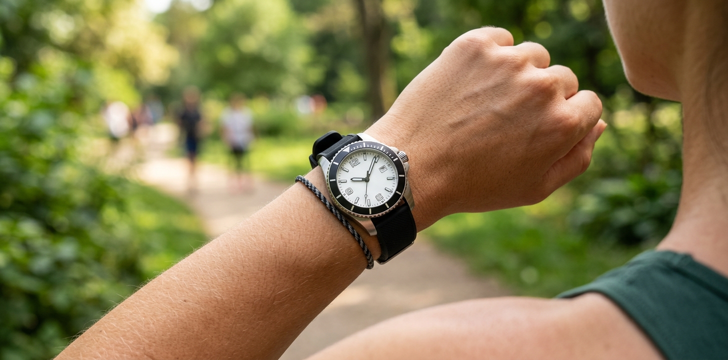 Sportig damklocka på aktiv handled